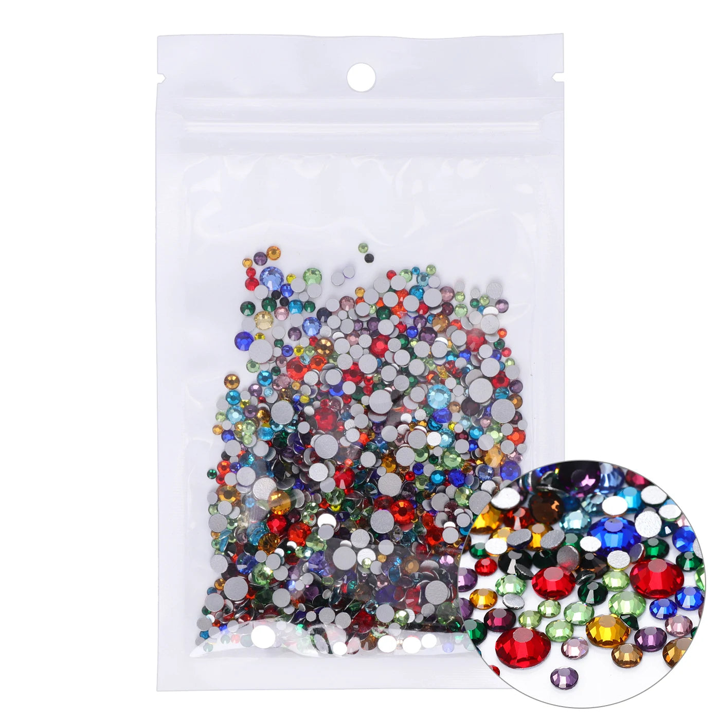 QIIY 1440Pcs Mix Size SS3-SS20 Clear Crystal FlatBack Rhinestones Non-Hotfix Glass Decorations DIY Glitter Stones 3D Nail Art