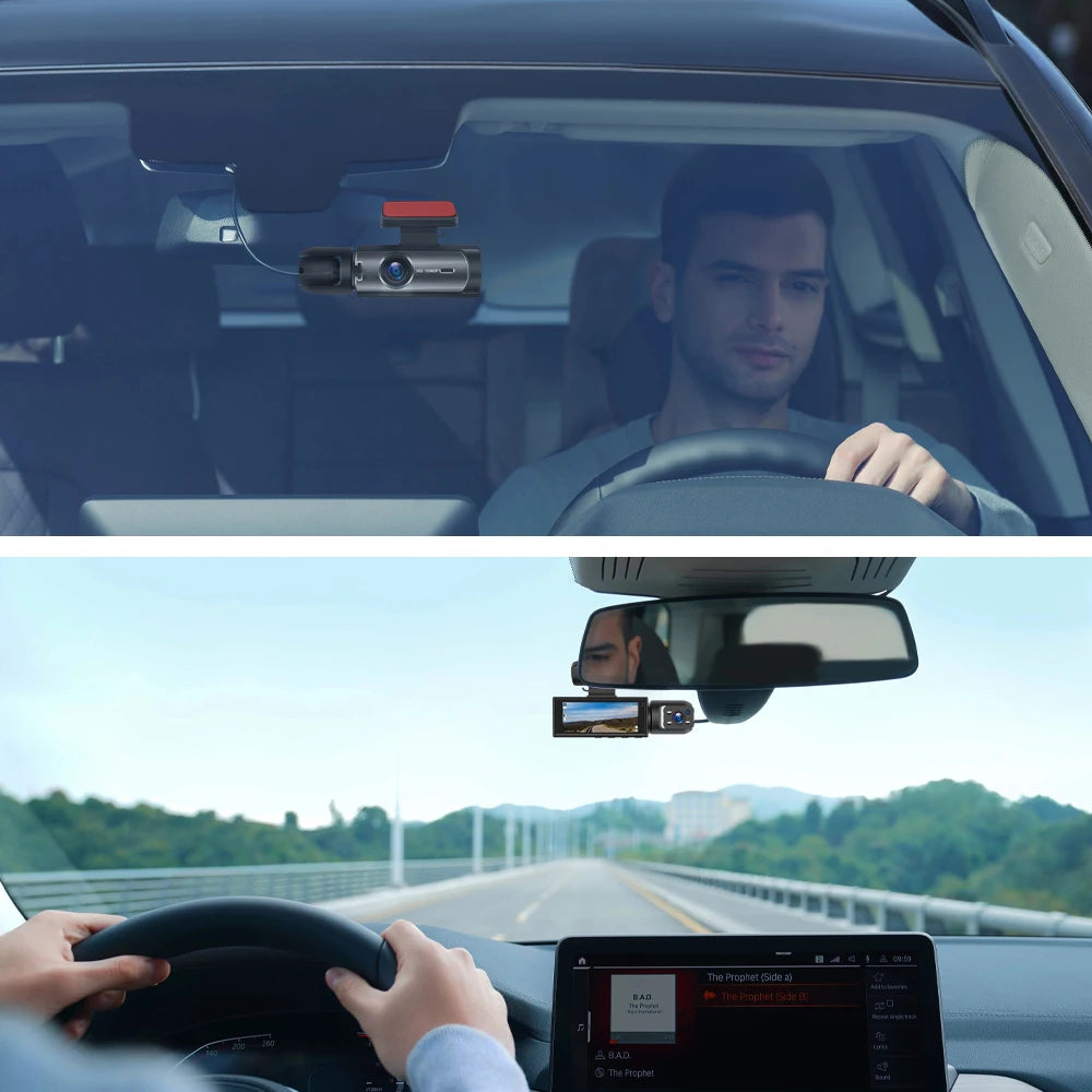 Dash Camera Front And Inside,3.16inchdash Cam 1080P G Sensor HD Night Vision Loop Recording Wide Angle Car DVR
