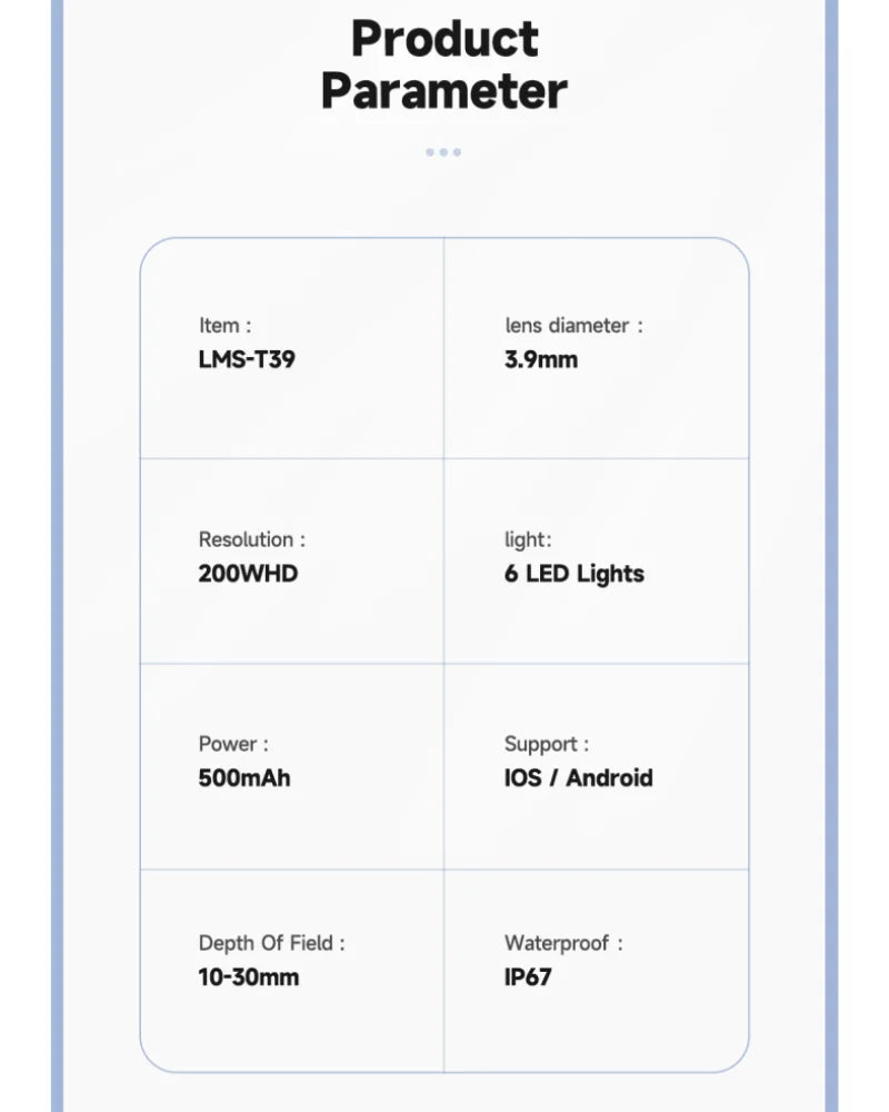 New 3.9mm 1080P HD Wireless Otoscope Ear Camera Ear Clearing Scope With 6LEDs for Kids and Adults Support Android and iPhone