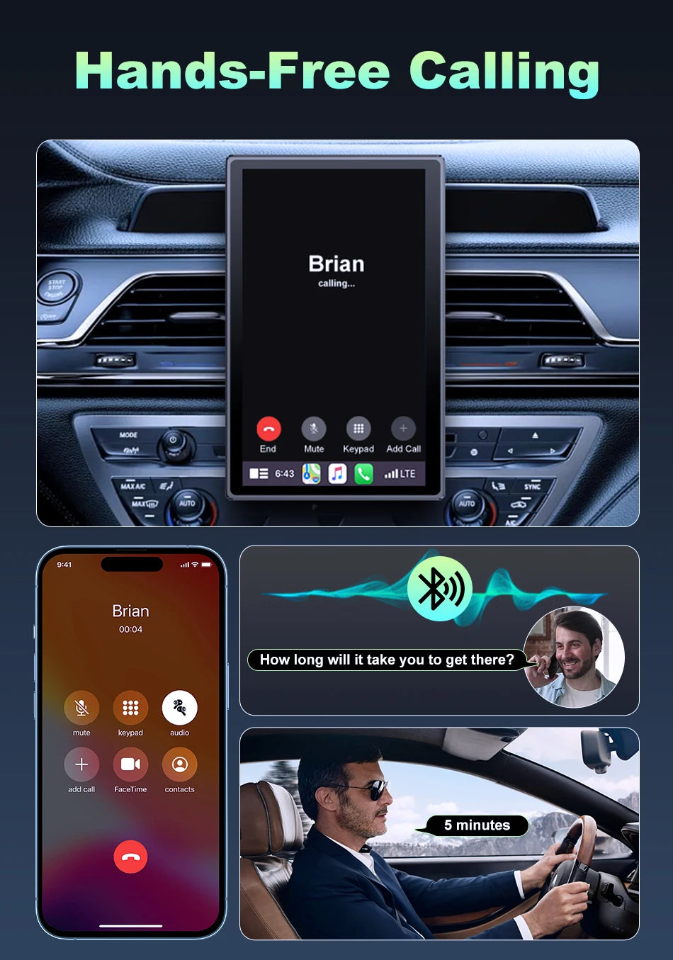 7 inch Portable Multimedia Player Carplay AI Screen IPS Touch Screen GPS Navigation Bluetooth Support Horizontal/Vertical Screen