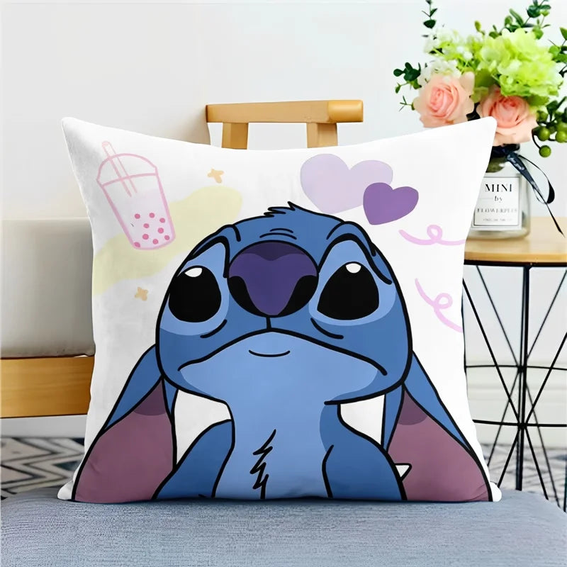Stitch pillowcase cute cartoon anime peripheralsBedroom Sofa Decorative Cushion Cover With Zipper Soft Cushion Cover