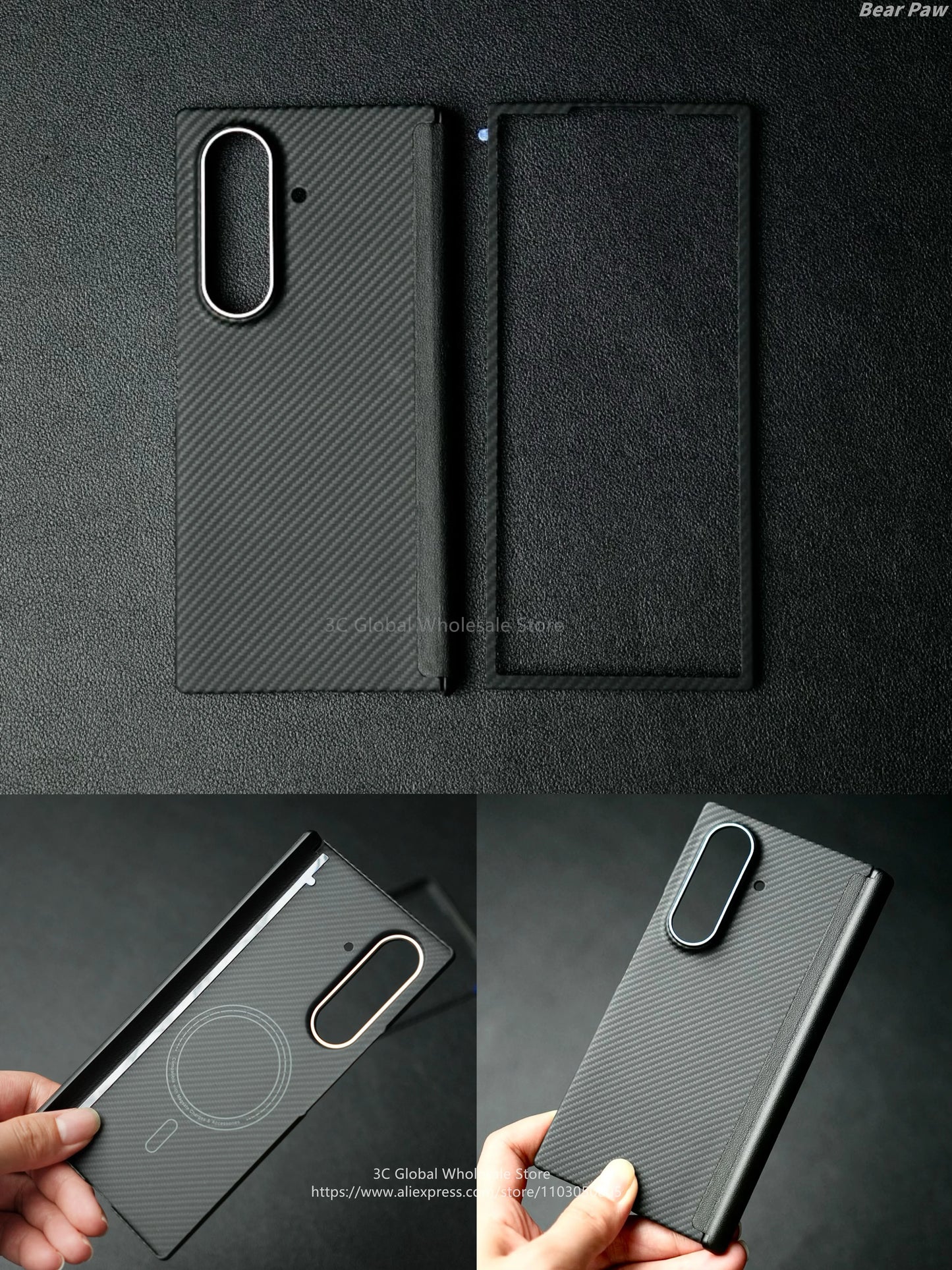 Magnetic MagSafe Case for Samsung Galaxy Z Fold 7 W26 Aramid Carbon Fiber Cover Ultra-Thin Lightweight Armor W26Protective Cover