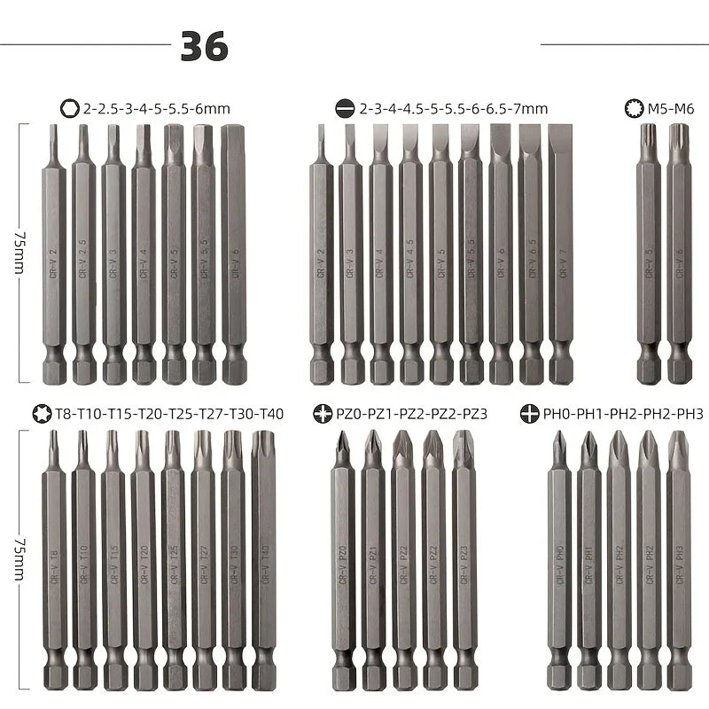 50-in-1 Multi-specification Electric Screwdriver Set Mobile Phone Computer Repair and Dismantling Precision Screwdriver Bit Set