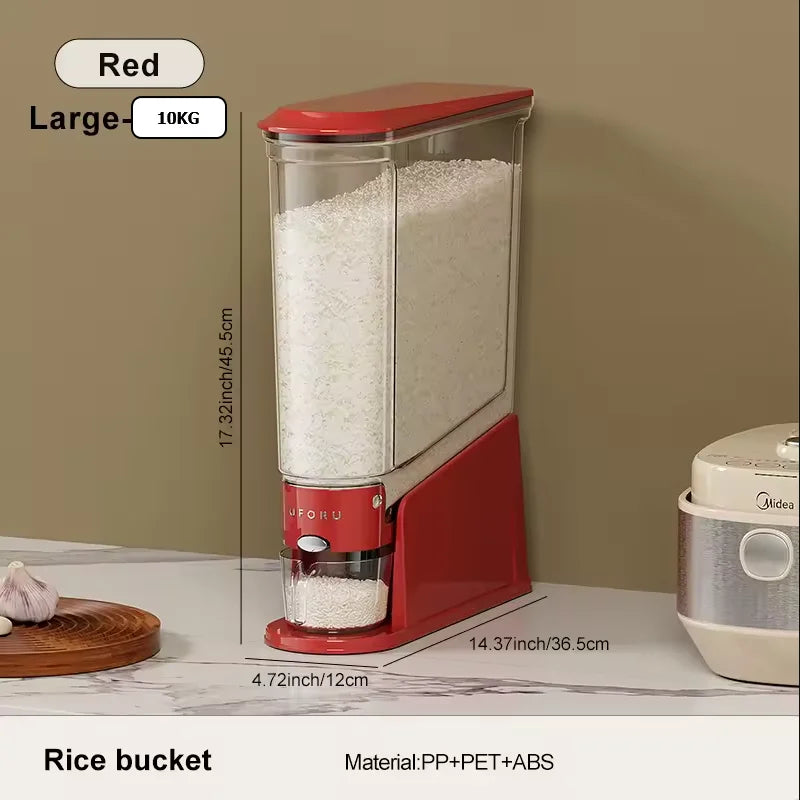 1PCS 5/10KG Sealed Rice Bucket Sealed Moisture-Proof Dispenser with Cup Grain Powder Boxes Insect-Proof Cereal Kitchen Container
