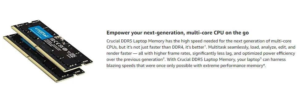 Crucial DDR4 8GB 16GB 3200MHz SODIMM RAM  CL22& DDR5 SODIMM 16GB 32GB 5600MHz CL46 Notebook Memory