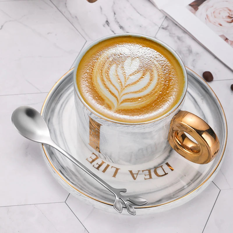 6PCS Creative Personality Stainless Steel Gold Spoons Tree Leaf Spoon Coffee Spoon Tea Spoon Home Restaurant Dessert Cutlery Set