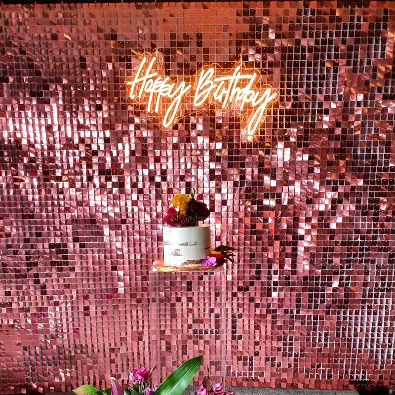 1000pc Shimmer Sequin Party Backdrop Curtain Metallic Foil Fringe Birthday Wedding Wall Decoration Photo Zone Booth Glitter Gold