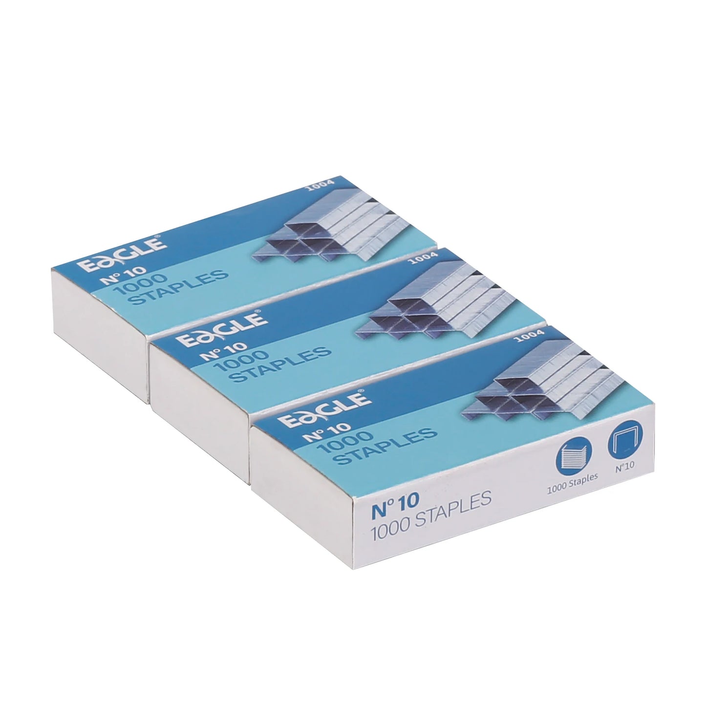 3-Box Bulk Pack Eagle No 10 Staples,3000 Pieces Total, 1000 Pcs per Box, Office and School Binding Accessories
