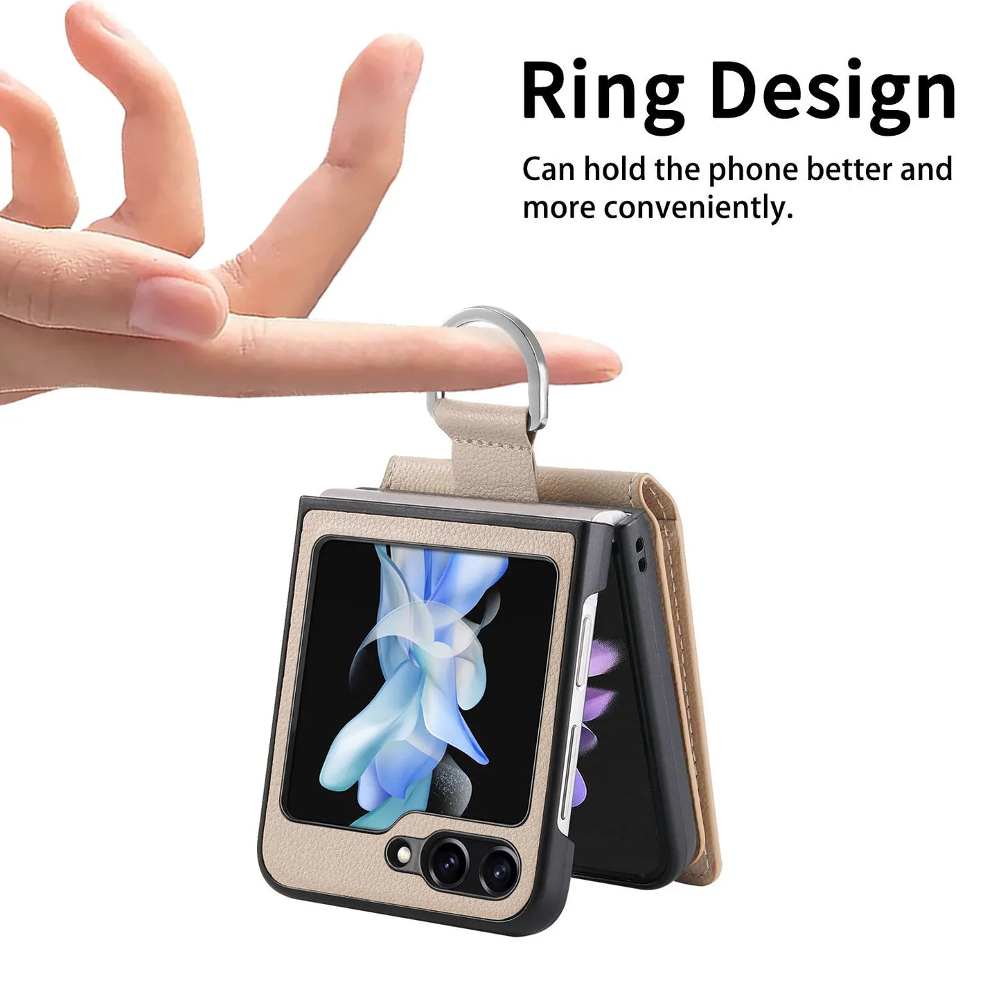 Wallet Phone Case for Samsung Galaxy Z Flip 7 FE 6 5 4 3 Flip7 Flip6 Luxury Leather Ring Women Back Cover with Card Holder LSJG