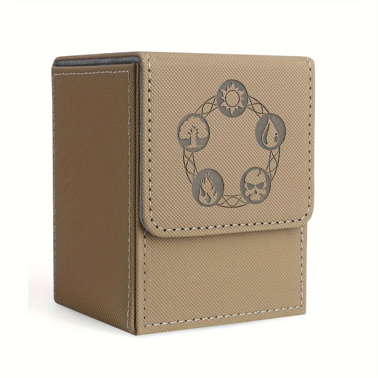 MTG Card Deck Box, Copyrighted Design，Fits 100+ Single Sleeved Cards, Magnetic Closure PU Leather Card Box for TCG Cards