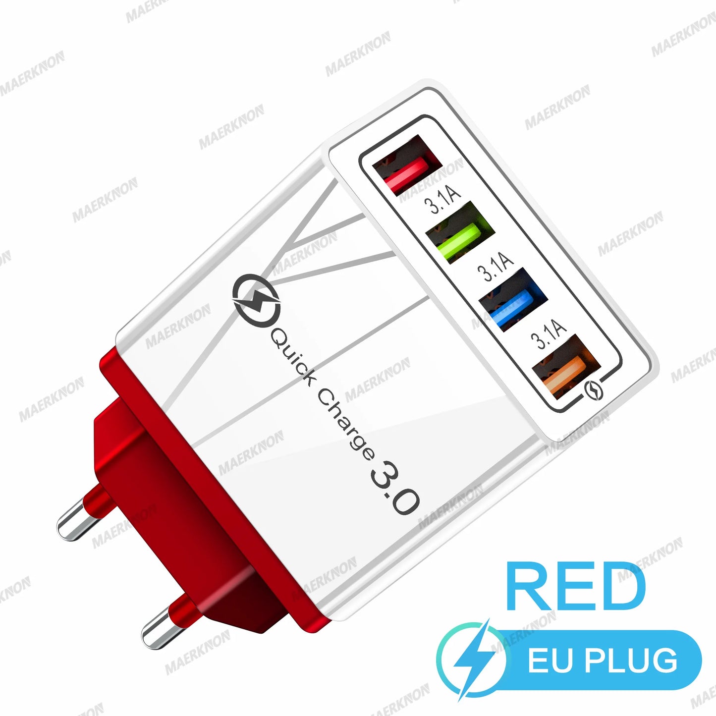 3.1A USB Charger 4 Ports Fast Charging QC 3.0 Wall Charger For Xiaomi iPhone 15 Samsung US/EU Mobile Phone Plug Travel Charger