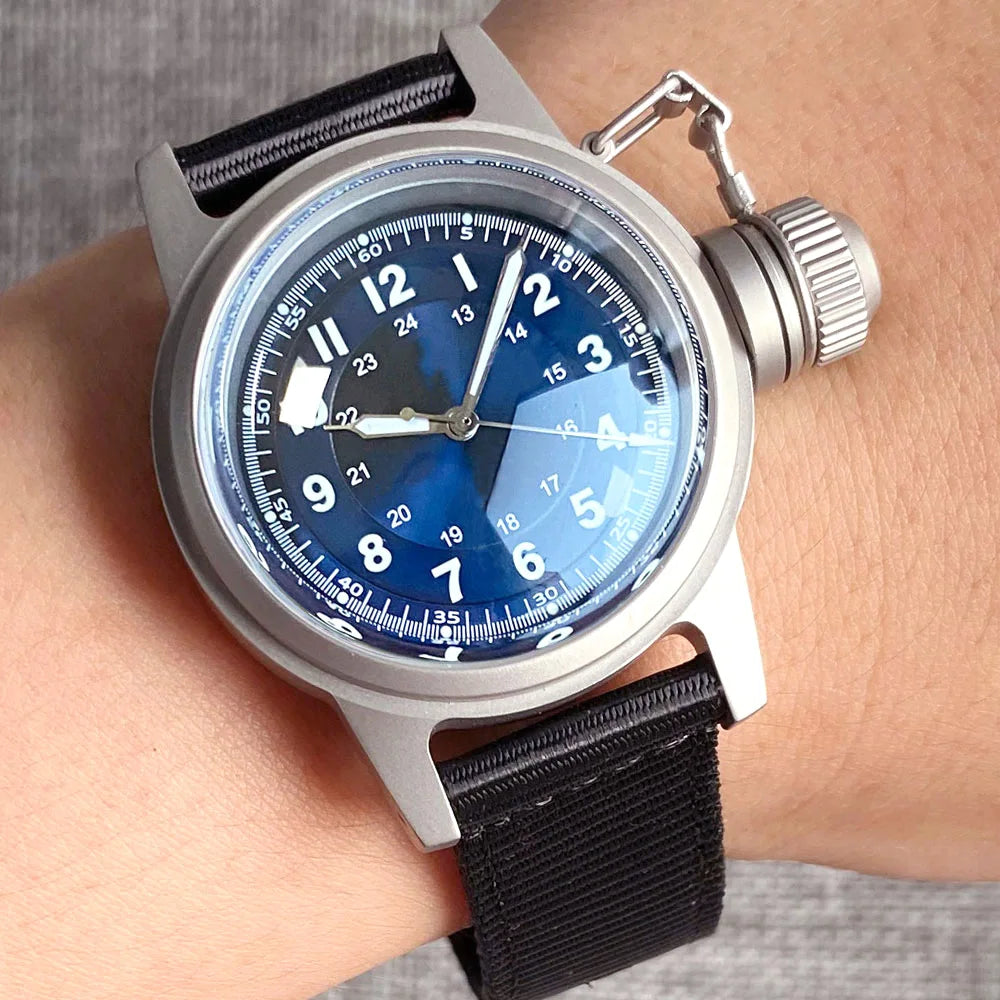 Tandorio NH35A 36mm Automatic Men Watch Diver Movement 20Bar Waterproof Wristwatch Big Crown Domed Sapphire Glass Nylon Band