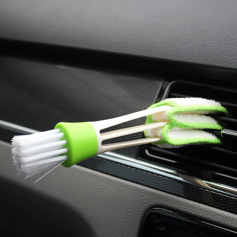 2PCS Car Air Vent Brush Double head Brushes Conditioner Vent Brush Microfibre Car Grille Dashboard Interior Car Cleaning Tools