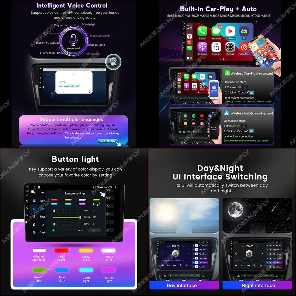 MEKEDE New Android System 7862 8Core DSP Car Multimedia for VW Toyota Universal Autoradio with Carplay RDS GPS BT 4G LTE 5G Wifi