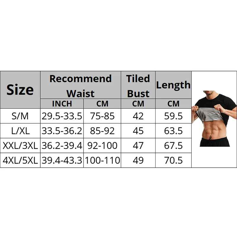 Men Sauna Sweat Shirt Hot Polymer Corset Compression Waist Trainer Shirt Workout Tank Top Weight Loss Body Shaper Slimming Vest