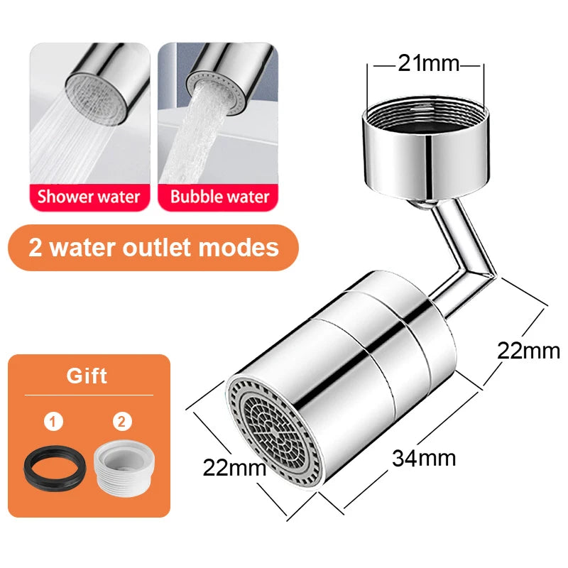 Universal 1080 °Swivel Robotic Arm Swivel Extension Faucet Aerator Kitchen Sink Faucet Extender Mixer Tap Nozzle Water Flow Mode