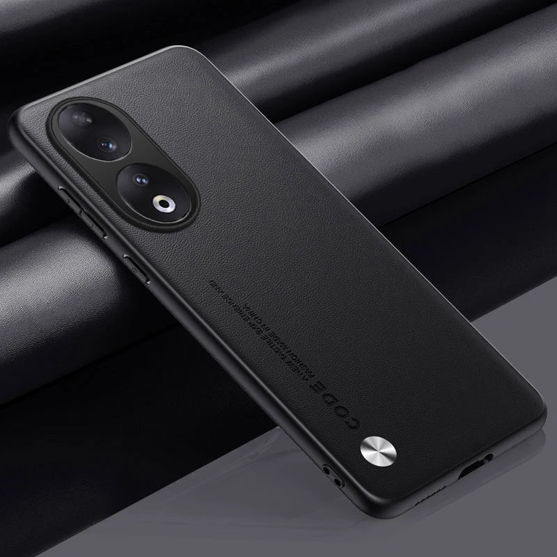 Luxury PU Leather Case For Honor 90 Back Cover Matte Silicone Shockproof Full Protection Phone Case For Honor 90 Honor90 Coque