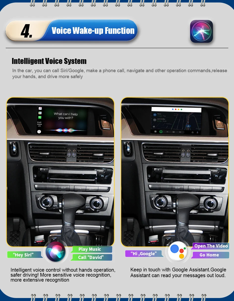 Wireless CarPlay Android Auto MMI Interface for Audi A4 B8 A5 Q5 2008-2016 with AirPlay Mirror Link Functions Reverse Camera