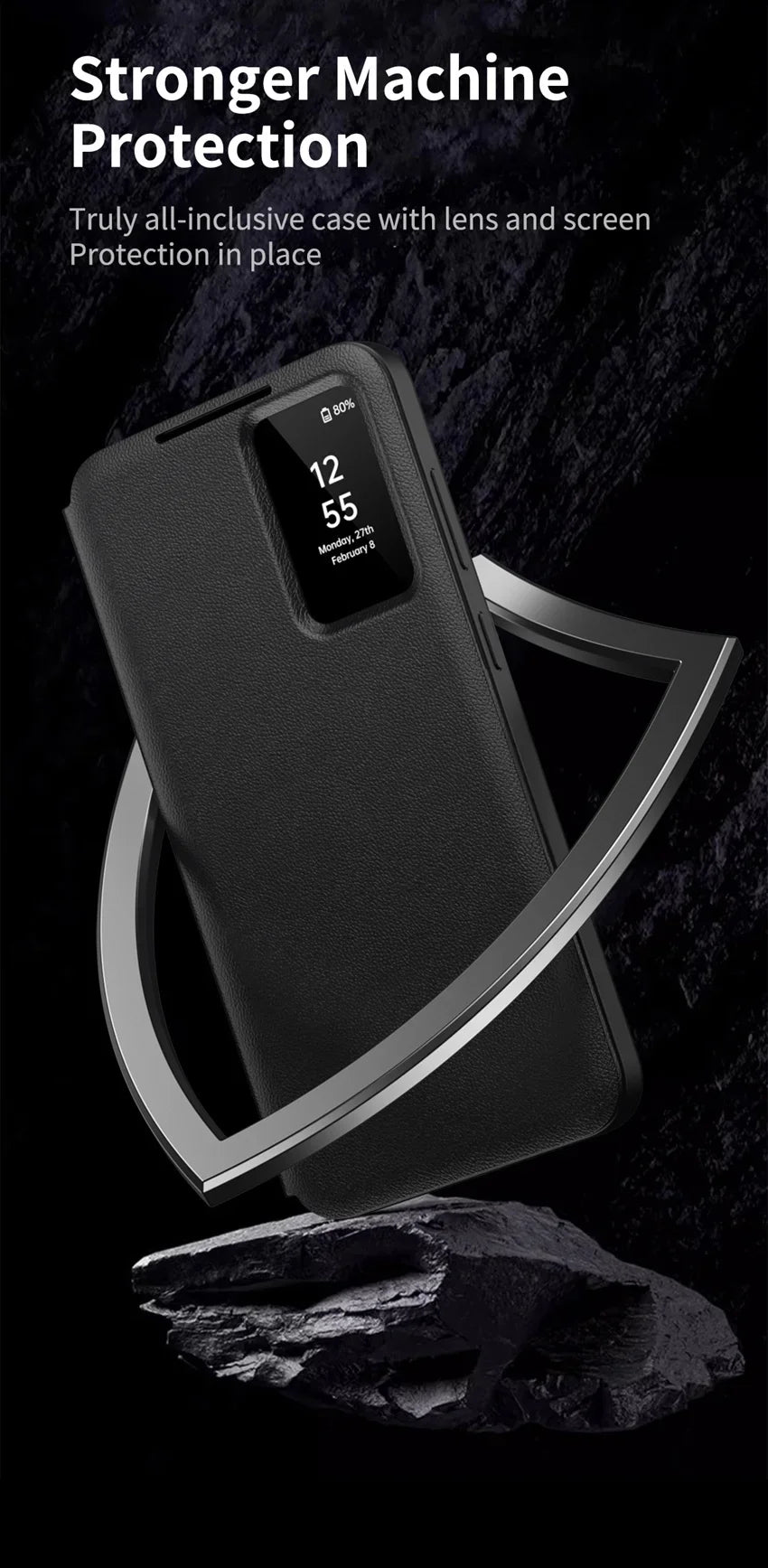 Smart Window View Leather Flip Case for Samsung Galaxy S26 S25 S24 S23 Ultra Plus No-flip Answering Card Holder Slot Book Cover