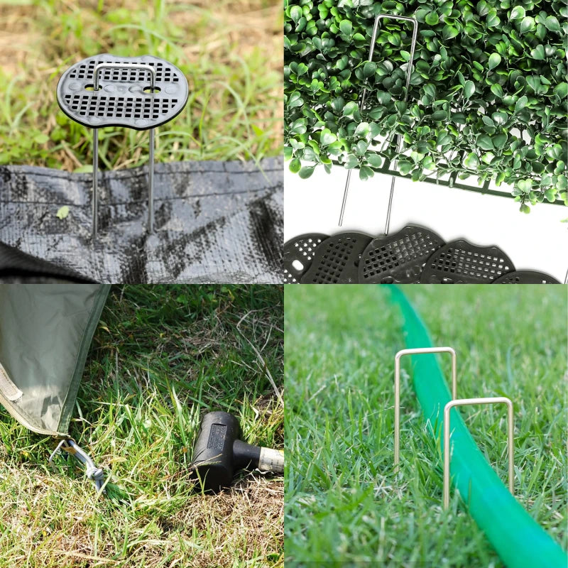 NEW Garden Peg Silver Metal U-Shape Garden Staple Garden Ground Nail Film Fixed Pegs Gardening Fixing Tools Film Peg retail