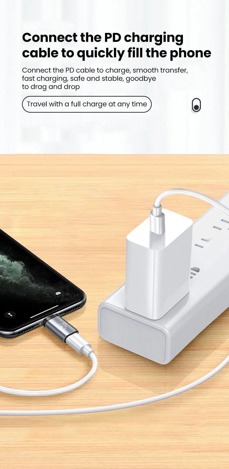 USB Cable Converter Lightning To USB C Adapter 20W Ios to Type-C Adaptador for IPhone 15 14 13 Pro Max Huawei Xiaomi Samsung