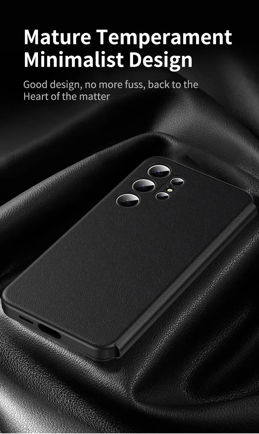 Smart Window View Leather Flip Case for Samsung Galaxy S26 S25 S24 S23 Ultra Plus No-flip Answering Card Holder Slot Book Cover