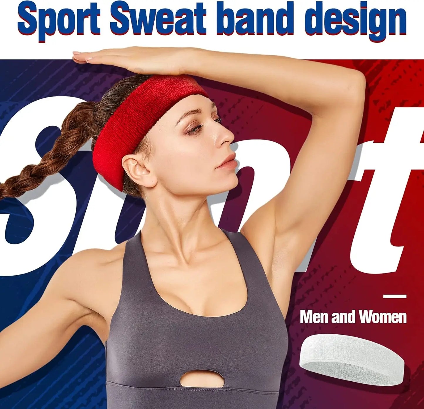 AOLIKES 3PCS Sweatbands Sports Headband - Moisture Wicking Athletic Cotton Terry Cloth Sweatband for Tennis, Basketball, Running