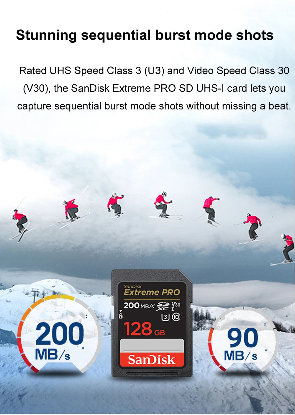 SanDisk SD Card for Camera 100M-200M/s 256GB 128GB 64GB 32GB Memory Card U3 U1 4K Flash Card for Camera Flash Card SDXC SDHC
