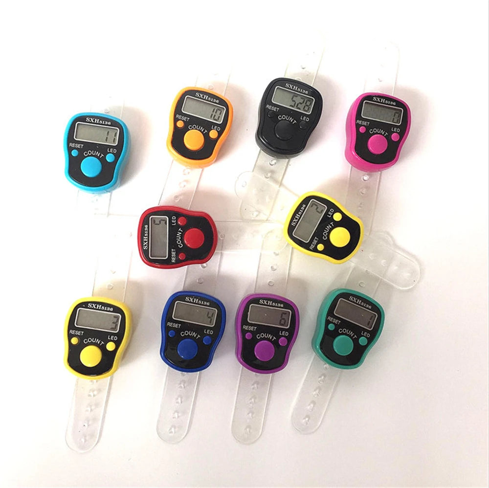 1~10PCS Finger Counter w/ Compass Islamic Tasbih Bead 5 Digital LED Electronic Handheld Tally Counter Clicker  counter ring