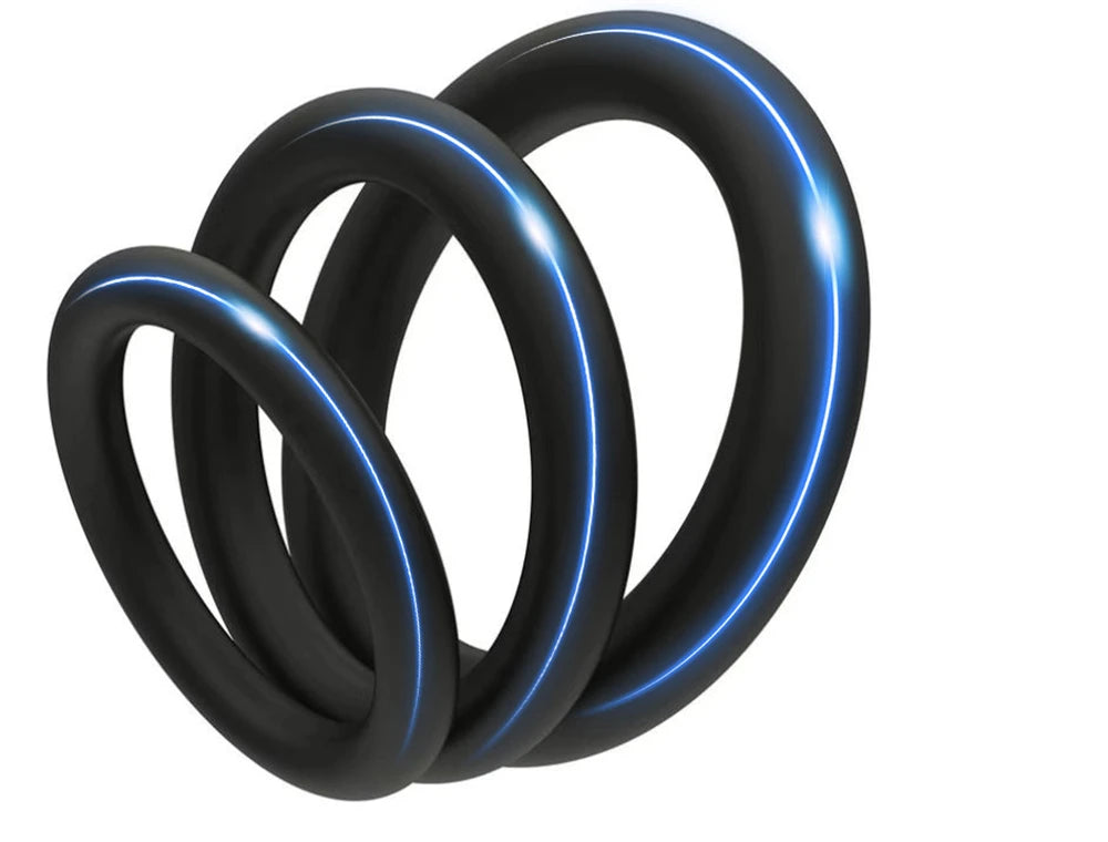 Silicone Penis Ring Set Sex Toys for Men 3 PCS Silicone Luminous Locking Ring Delayed Ejaculation for Men Adult Sex Toys