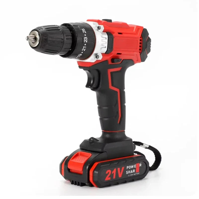21V Electric Drill Brush Motor 2 Speed Control Stepless Speed Regulation Rotation Ways 25 Gears Torques Adjustable Lithium Drill
