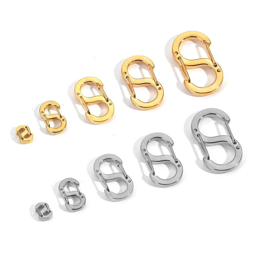4pcs Letter S Lobster Clasps Stainless Steel Buckle Spring Snap Hook Carabiner Necklaces Connectors for DIY Jewelry Making