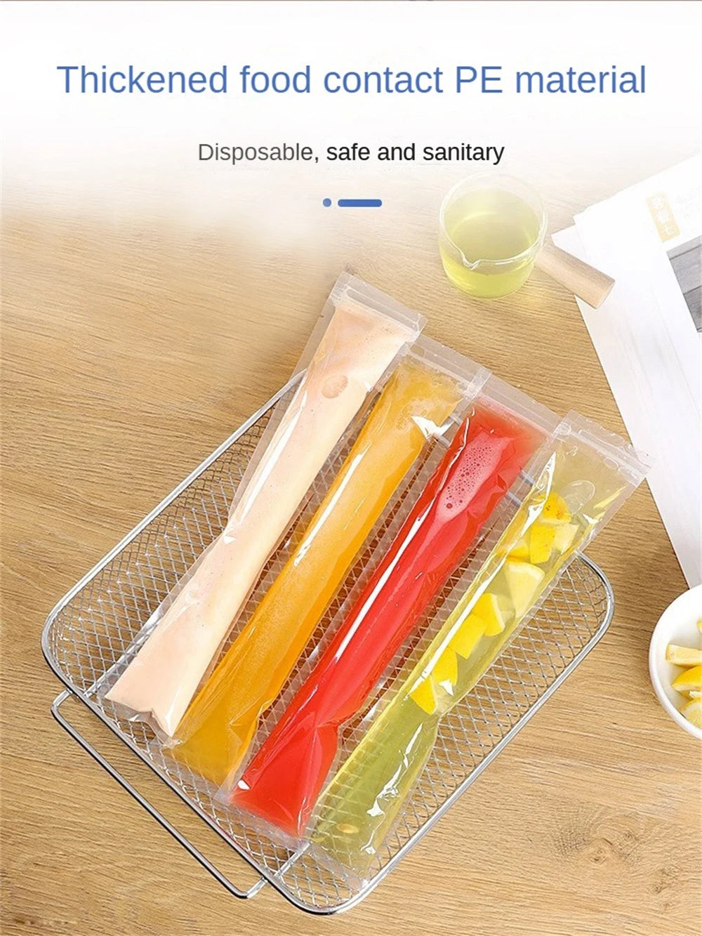 2024 Disposable Ice Pop Mold Bag Large Freeze Popsicle Sealed Bags DIY Juice Yogurt Smoothie Bag With Funnel Ice Cream Tool