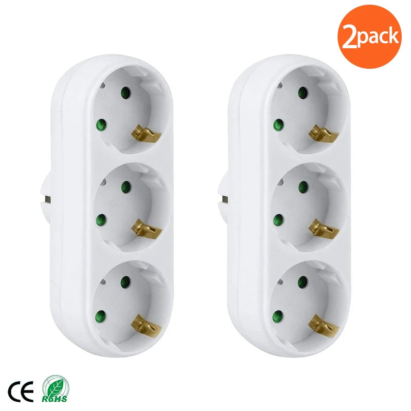 European Plug German Standard Wall Socket Extension Plug 1 to 3 Wall Plug Power Supply Expansion Converter Conversion Plug