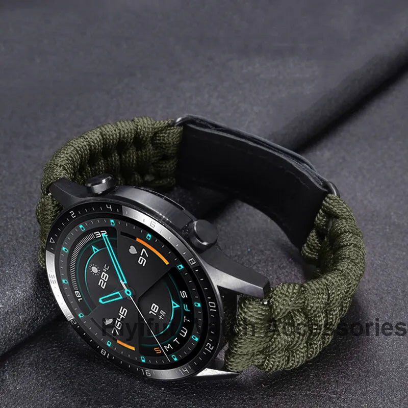 20 22mm Braided Flat Head Universal Watchband Colorful Velcro Style For Galaxy Watch 3/4/5 41/45mm 40/44 42/46mm Gear S3 Band