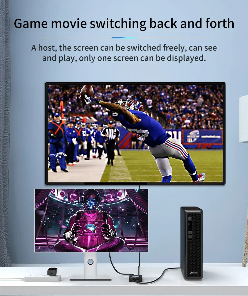 4K Switch KVM Bi-Direction 1x2/2x1 HDMI-compatible Switch 2 In1 Out for TV Box PS4/3 Switcher Adapter HDMI-Compatible Splitter