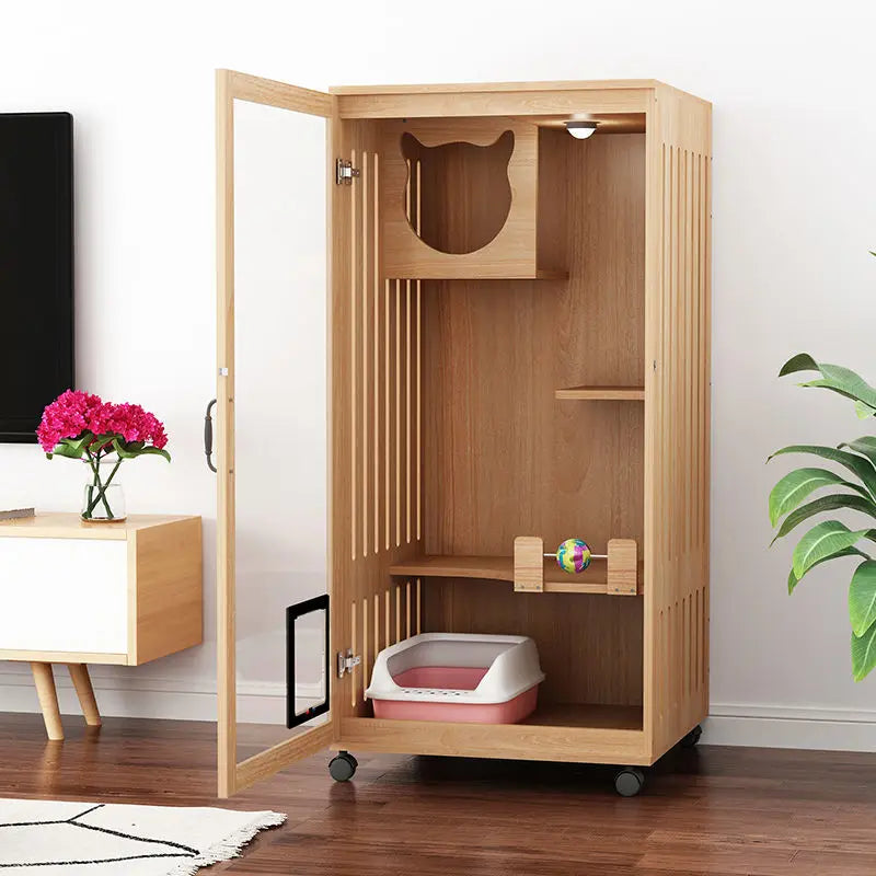 Can Customize Factory Wholesale Luxury Wooden Cat House Large Cat Bed  Cat Hous Indoors