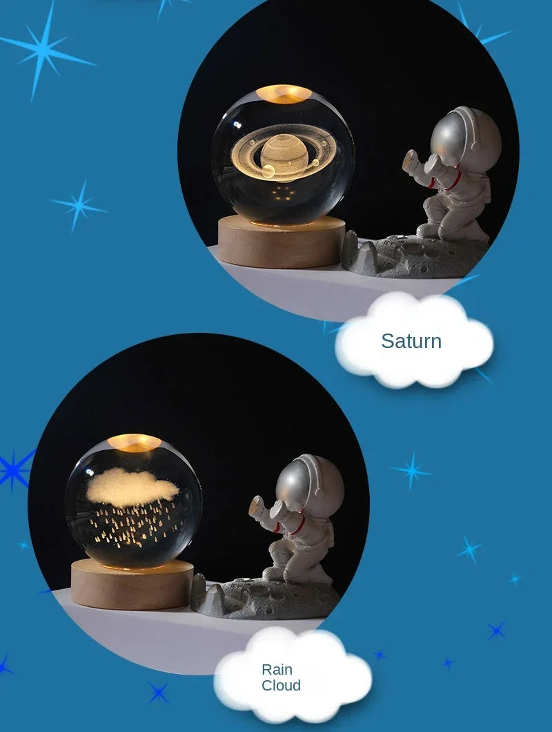 Engraved Crystal Ball Night Light with Wooden Base - Perfect Gift for Valentine's Day and Anniversary galaxy light