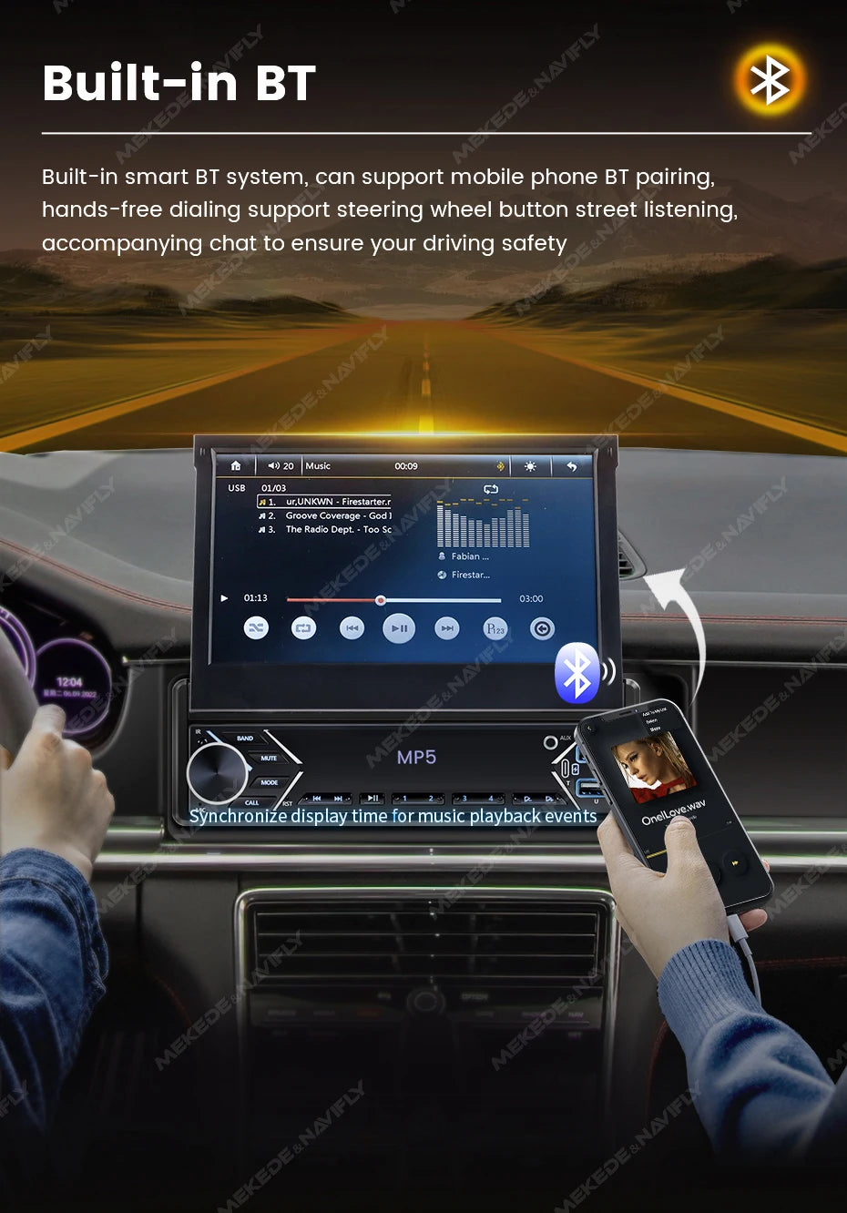 Navifly 1 Din Car Radio Stereo Universal 7-Inch HD Touch Screen Multimedia Player BT Mirror Link Monitor AUX Intelligent Systems