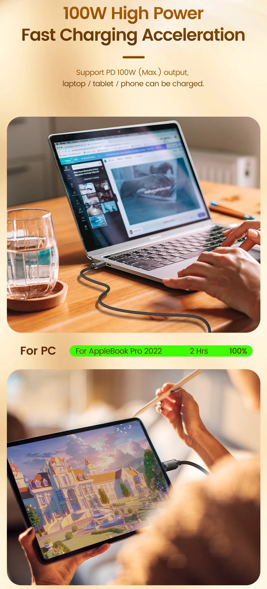 Toocki USB Type C to Type C Cable 100W Fast Charging for iPhone 15 Pro Max MacBook Samsung Galaxy Huawei Xiaomi Oneplus POCO