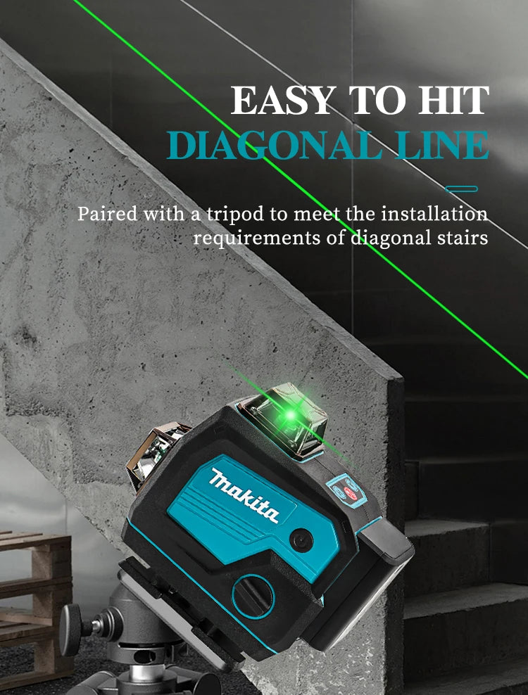 Makita 3D/4D Laser Level 12/16 Lines Horizontal And Vertical With Remote Control 8 Lines 360°Self-leveling Laser Levels Tools