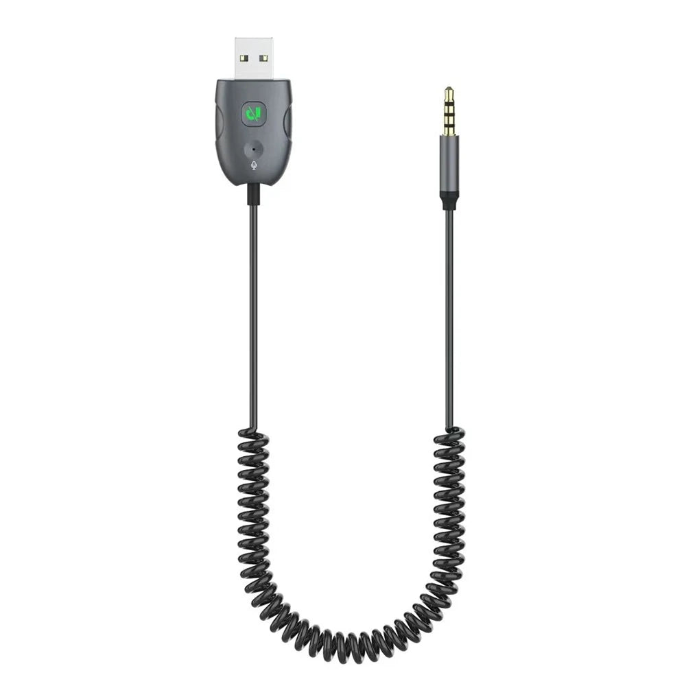 Bluetooth 5.0 Car Receiver Adapter 3.5mm Jack Aux Audio Music Car Transmitter with 0.3M-1.2M Flexible Wire USB Transmitter