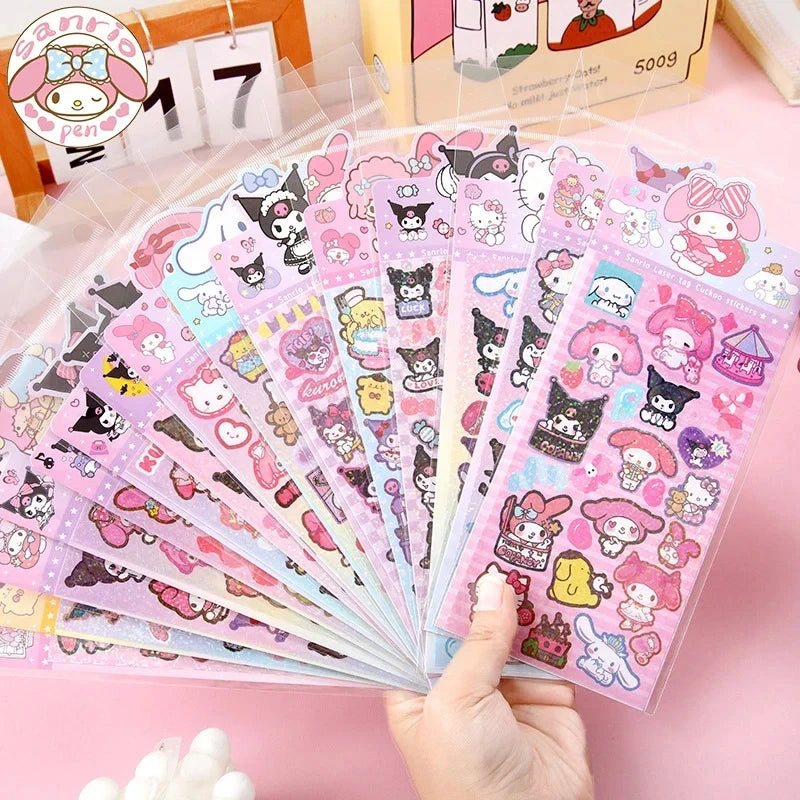20pcs Sanrio Cartoon Sticker Pochacco Kuromi Melody Kitty Kawaii Stickers Student Stationery Supplies Birthday Gifts Wholesale