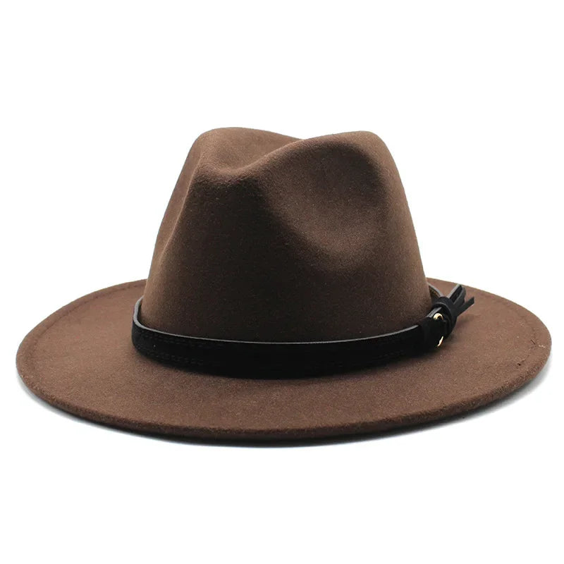 Gangster Trilby Felt Fedora Hat European American Wide Brim Top Jazz Caps Women Men Wool White Wedding Hat 56-58-61CM
