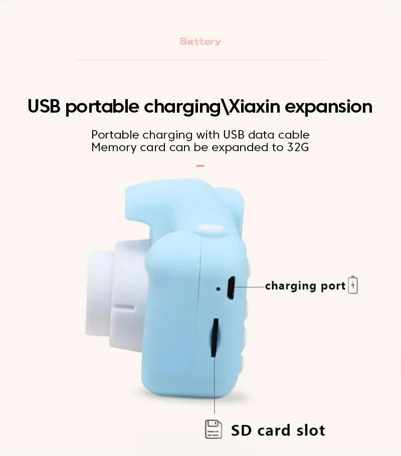 Children's Camera HD 1080P Screen Camera Video Waterproof Toy 8 Megapixel Kids Cartoon Cute Camera Outdoor Photography Toys