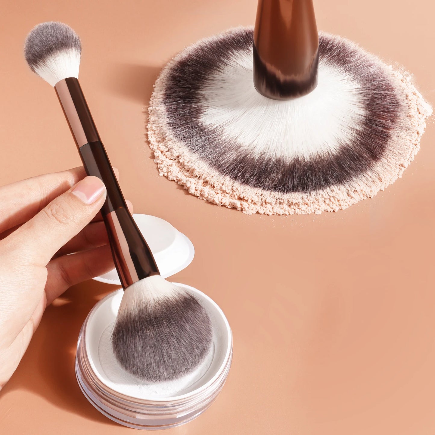 Makeup Brush Veil Powder Brush Soft Fiber Hair Double Head Powder Fashion Design Single Face professional Brush