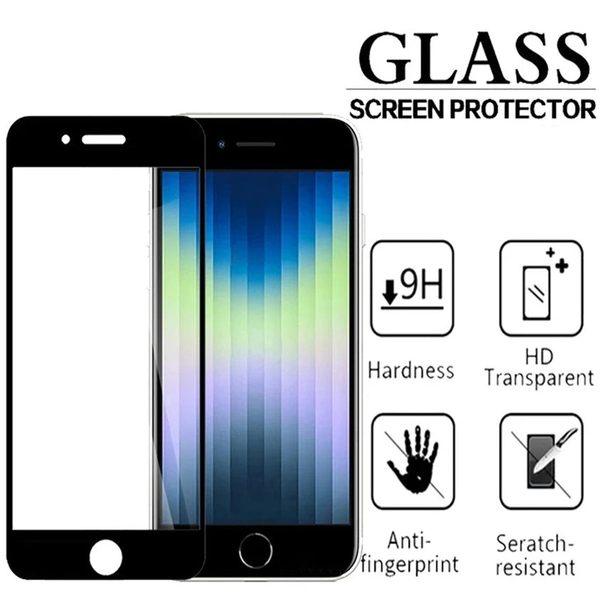 3PCS Tempered Glass for iPhone SE 2020 SE2 9H HD Full Cover Screen Protector