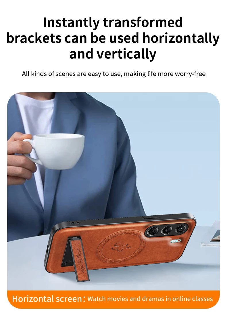 For Tecno Camon 40 Pro 4G 5G Magnetic Wireless Charging Leather Phone Case Shockproof Silicone Lens Protect Cover Cases Bracket
