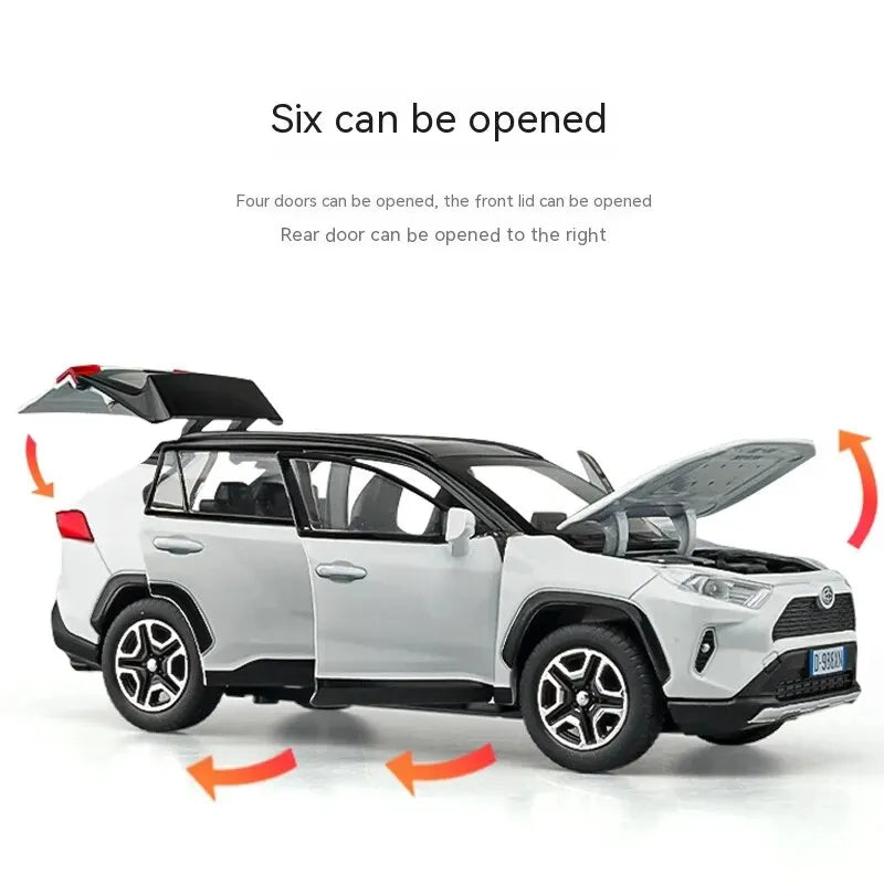 1:32 Diecast RAV4 Car Model - Lights, Sound, Steering! Perfect Kids' Birthday Gift.Off-Road Tundra Truck Toys Ideal for Kids