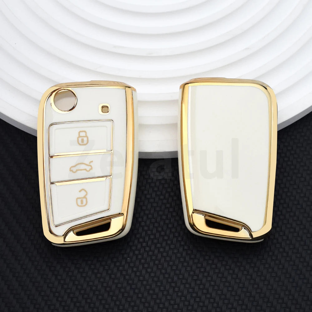TPU Car TPU Folding Key Cover Shell For VW Volkswagen MK7 GTI 7 Golf 7 Golf R Skoda Octavia A7 SEAT Bag Case Holder Protector